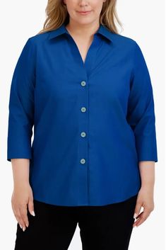 Nordstrom: Button Down Cropped Sleeves, Collared Shirt, Size 20, Cotton Shirt, Button Up Shirts, Button Up, Blouses, Nordstrom, Plus Size