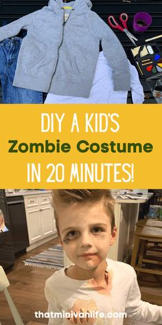 Pinterest Easy Zombie Costume, Toddler Zombie Costume, Boy Zombie Costume, Homemade Zombie Costume, Diy Zombie Costume, Kids Zombie Makeup, Minivan Life, Zombie Costume Kids, Zombie Costumes