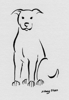 a black and white drawing of a dog