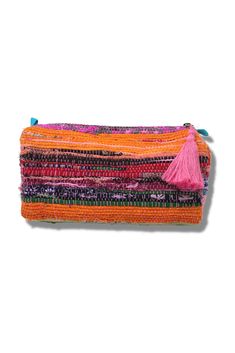 Santa Barbara Medium Pouch - Pinks - Bette Orange Travel Pouch With Zipper, Trendy Multicolor Cosmetic Bag With Zipper Closure, Trendy Multicolor Cosmetic Bag With Zipper, Multicolor Pouch Pencil Case For Daily Use, Travel Multicolor Cosmetic Bag With Zipper Closure, Multicolor Tassel Clutch For Everyday, Trendy Multicolor Cosmetic Bag, Multicolor Pouch With Zipper For Daily Use, Multicolor Pouch Shoulder Bag With Zipper