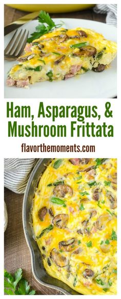 ham, asparagus, and mushroom frittata