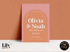 an orange and pink wedding card with the words,'i will be tying the knot '