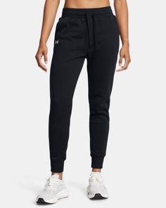 Under Armour Women's UA Rival Fleece Joggers Cozy Activewear With Ribbed Waistband For Sports, Cozy Winter Activewear With Elastic Waistband, Cozy Winter Activewear, Athleisure Cotton Sweatpants For Outdoor Activities, Cozy Black Sweatpants For Fall, Under Armour Casual Loungewear Pants, Casual Under Armour Pants For Loungewear, Casual Under Armour Loungewear Pants, Winter Workout Cotton Sweatpants