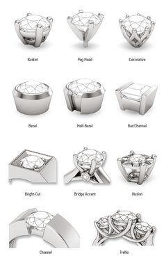 Collet Setting Ring, Single Diamond Ring Designs, Types Of Ring Settings, Single Diamond Ring, Types Of, Art Jewelry Design, Single Stone Ring