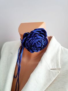 "Flower choker necklace. Handmade floral choker. Fabric flower choker. Elegant flower rose choker for women.  Blue flower choker. Small organza flower. Bridesmaid choker necklace. Christmas gift. Do you want to be irresistible at a party, holiday or just like that? The flower choker necklace will be the perfect accessory for you. The choker doesn't have a clasp so it's freely adjustable to your neck size. You can tie it comfortably for you. The flower can be moved and removed from the cord. It i Flower Bridesmaid, Choker Necklace Handmade, Floral Choker, Rose Choker, Flower Choker Necklace, Be Irresistible, Organza Flowers, Flower Choker, Flower Rose