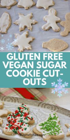 This allergy friendly recipe is perfect! These cookies have a great flavor, texture, and they don't spread while baking! Sugar Cookie Cut Outs, Gluten Free Sugar Cookies Recipe, Coconut Cream Frosting, Gluten Free Christmas Cookies, Vegan Christmas Cookies, Vegan Sugar Cookies, Cookies To Make, Gluten Free Sugar Cookies, Delicious Christmas Cookies