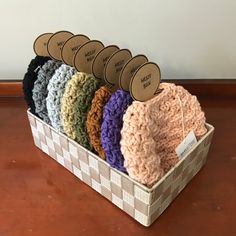 there are many crocheted items in the basket