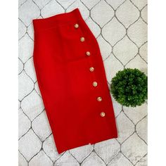 Daimaran Women's Fashion Skirt Knee Length Straight Pencil With Buttons Size: S/M Color : Red Condition: New ! Measurements: Size S Waist 14" Length 30" Hip 17" Size M Waist 12.5" Length 30" Hip 15.5" Elegant High Waist Red Skirt, Elegant Red Lined Skirt Bottoms, Chic Red Knee-length Bottoms, Elegant Red Lined Skirt, Fitted Red Pencil Skirt, Elegant Red Skirt, Fitted Red Skirt, Red Buttoned Skirt, Red Buttoned Skirt For Summer