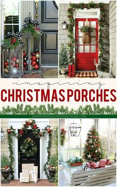 christmas porches with red and green decorations