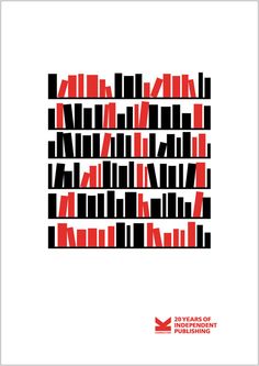 a book cover with black and red squares in the middle, on top of a white background