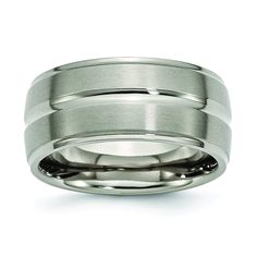 men's wedding band in white gold with satin finish and beveled edges