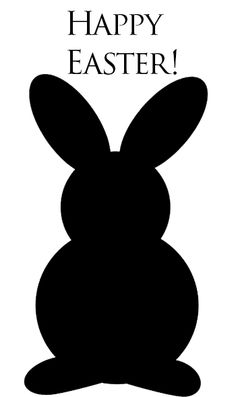 a black and white silhouette of a bunny with the words happy easter