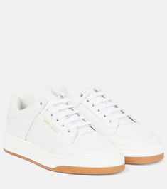 SL/61 low-top leather sneakers in white - Saint Laurent | Mytheresa Saint Laurent Sneakers, Alexander Mcqueen Clothing, Weekend Dresses, Paris Shopping, Saint Laurent Shoes, Leather Trainers, Evening Shoes, Summer Accessories, Lining Fabric