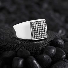 OTTASILVER Mens 925 Sterling Silver Zircon Diamond Ring Mens Silver Jewelry, Ring Tattoos, Rings Jewelry Fashion, Mens Silver Rings, Zircon Ring, Birthday Gifts For Boyfriend, Cz Diamond, Classic Ring, Diamond Stone