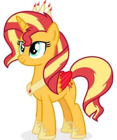 the pony is wearing a tiara and standing in front of a white background with red stripes