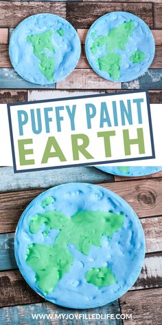 the earth is made out of puffy paint and sits on top of a plate