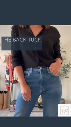 styled_by_blair on Instagram: Have you tried the back tuck? Tag me @styled_by_blair ✨ #styledbyblair #whattowear #whattowearwithblair #backtuck #wardrobestylist… Stylish Inspiration, Back Tuck, Shirt Hacks, Classic Style Outfits, Hacks Clothes, Wardrobe Stylist, Casual Styles, Scarf Tying