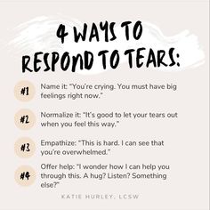 the four ways to respond to tears with text overlaying it, and an image of