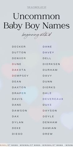 the uncommon baby boy names poster