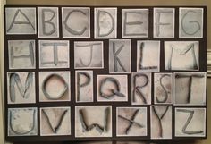 the letters are made up of different types of typewriter's and alphabets