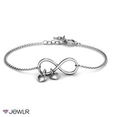 Our Classic Infinity bracelet with two dangling heart charms. Customize each charm with an initial to represent your promise or your friendship between you and your loved one. Personalized Bracelets For Her, Promise Bracelet, Infinity Jewelry, Fingerprint Jewelry, Bracelet Box, Family Jewellery, Bracelet Ideas, Silver Prices, Personalized Bracelets