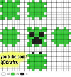 a cross stitch pattern with green and black squares