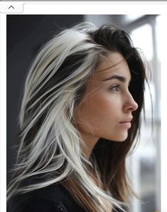 Dark Blonde Hair With Peekaboo Color, Dark Hair For Hazel Eyes, Blonde And Dark Hair Ideas, Two Tone Brunette Hair, Blonde And Brunette Hair Color Ideas, Dark Hair Color Ideas Peekaboo, Dark Edgy Hair Color Ideas, Dark Long Hair Color Ideas, Mallen Streak Hair