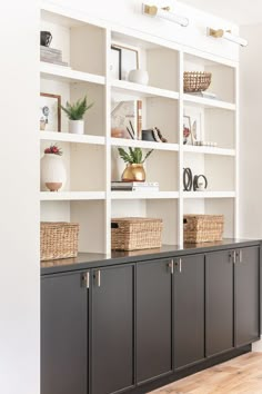 shelve decor, styled shelves, living room inspiration, styled living room, natural shelves Becky Owens, Open Shelf Styling, Gray Room Ideas, Open Shelving In The Kitchen, Styled Shelves, Compatible Colors, Window Seat Ideas, Office Foyer