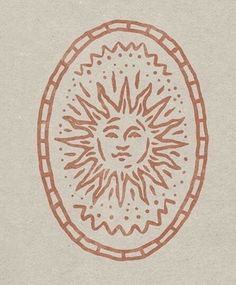 an orange and white drawing of a sun