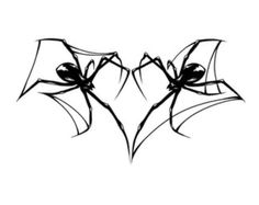 two black spiders in the shape of a heart