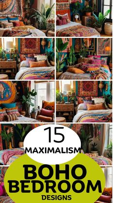 Explore 15 maximalist boho bedroom designs that blend vibrant colors, eclectic patterns, and layered textures. Create a dynamic and visually stunning space filled with personality and charm. #bohobedroom #maximalistinteriors   #bedroom #bedroomdecorideas #maximalist Boho Maximalism Bedroom, Bohemian Maximalist Decor, Maximalist Bedroom Decor, Maximalist Homes, Maximalism Bedroom, Bohemian Style Decor Bedroom, Boho Maximalism, Maximalist Bedroom Ideas, Maximalist Bohemian