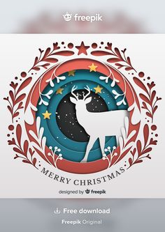 a christmas card with an image of a deer in the center and stars around it