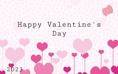 a pink valentine's day card with hearts