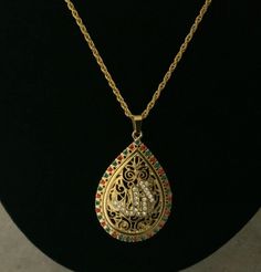 Beautiful gold chain and elegant ALLAH'S pendent and amazing multi stone handwork perfect Islamic jewelry lovers. Yellow Gold Costume Jewelry Necklaces With Jewels, Yellow Gold Costume Jewelry Necklace With Jewels, Gold Plated Pendant Chain Necklace For Anniversary, Gold Plated Pendant Necklace With Jewels, Jeweled Yellow Gold Necklaces For Anniversary, Gold Jeweled Jewelry Gift, Gold Jeweled Jewelry For Gifts, Jeweled Yellow Gold Necklace For Anniversary, Gold Gemstone Drop Necklace For Wedding