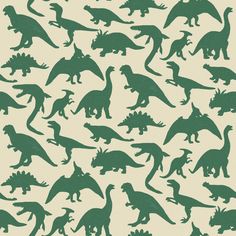 green silhouettes of dinosaurs on a white background for wallpaper or wrapping paper in various shapes and sizes