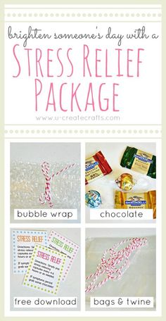 Simple Stress Relief Package to Brighten Someone's Day! | U Create.  Think I may make one or two of these for my favorite college students next month. Ra Ideas, Crafty Gifts, Care Package, Homemade Gifts, Creative Gifts, Teacher Appreciation, Bubble Wrap, Craft Gifts, Little Gifts