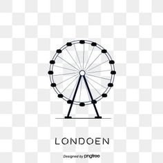 the london eye ferris wheel logo is shown in black and white, with transparent background