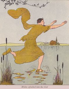 an illustration of a woman in a yellow dress jumping into the water with her arms outstretched