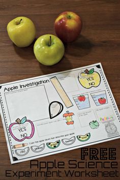 an apple themed science experiment worksheet for kids to learn the letter i is for apple