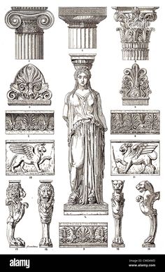 an antique illustration of ancient greek sculptures and architectural details stock photo alamy black bedroom furniture