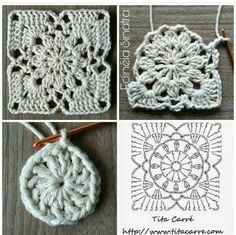 crochet patterns for granny granny's square, with instructions to make them