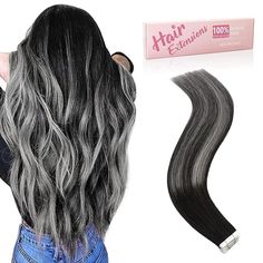 No Offers Please Brand: Charites Retail Value: $60 Tape In Hair Extensions Human Hair Balayage Natural Black To Gray 20pcs 50g - Double Stitched Real Human Hair Extensions - Invisible Tape In Extensions - 18 Inches 1bt1bpgrey# Tpe-N-Gry- 18-11.7.23 Black Balayage Hair, Balayage Hair Extensions, Black Balayage, Grey Ombre Hair, Real Human Hair Extensions, Hair Gray, Tape In Extensions, Hair Balayage, Tape In Hair Extensions