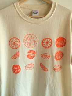 Oranges Food Screen Printed T-Shirt, Graphic Tee Classic T Shirt Design, Aesthetic Printed T Shirt, Screen Printing Clothing, Orange Graphic Design Top For Summer, Orange Graphic Design Tops For Summer, Orange Relaxed Fit T-shirt With Screen Print, Orange Cotton Top With Graphic Design, Screen Print T Shirt, Crew Neck Cotton T-shirt With Fruit Design