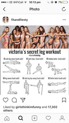 the victoria's secret leg workout guide is shown in this screenshot from an iphone