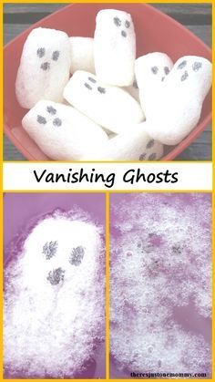 an image of some white marshmallows with black spots on them and the words vanishing ghosts