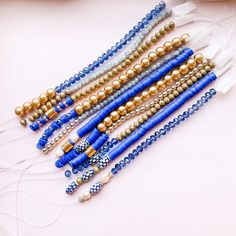 The Angelina Stretchy Bracelet Making Kit – Beads, Inc. Elegant Blue Multi-strand Bracelets, Bracelet Making Kit, Stretchy Bracelets, Gold Wood, Blue Tones, Loose Beads, Antlers, Chinoiserie, Bracelet Making