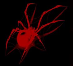 a red spider on a black background