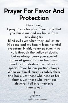 a poem written in the snow that says prayer for favors and protection, dear lord