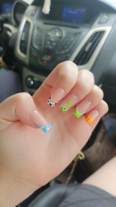 You Story Nails, Disney Nails Square, Universal Studios Nail Ideas, Toy Story Nails Acrylic, Toy Story Nail Art, Inside Out Nails, Easy Disney Nails, Disney Nails Acrylic, Pixar Nails