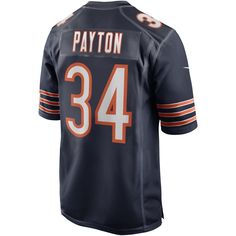 Walter Payton is one of the greats to ever step on the field for the Chicago Bears. Celebrate the storied career of your all-time favorite gridiron legend with this Nike Game jersey. Its lightweight, breathable design combines modern details with player-specific graphics so you can show your past and present devotion to the Chicago Bears. Short sleeve Brand: Nike Side splits at hem Material: 100% Polyester Tricot Jersey Color Style: Team Designed for movement Machine wash Heat-sealed name, numbers and team details Officially licensed Nike Game Sewn-on NFL Shield at collar and satin twill woven jock tag at hem Mesh side panels for extra breathability Imported Chicago Bears Jersey, Bears Game, Walter Payton, Nfl Chicago Bears, Nfl Games, Nfl Gear, Tailored Design